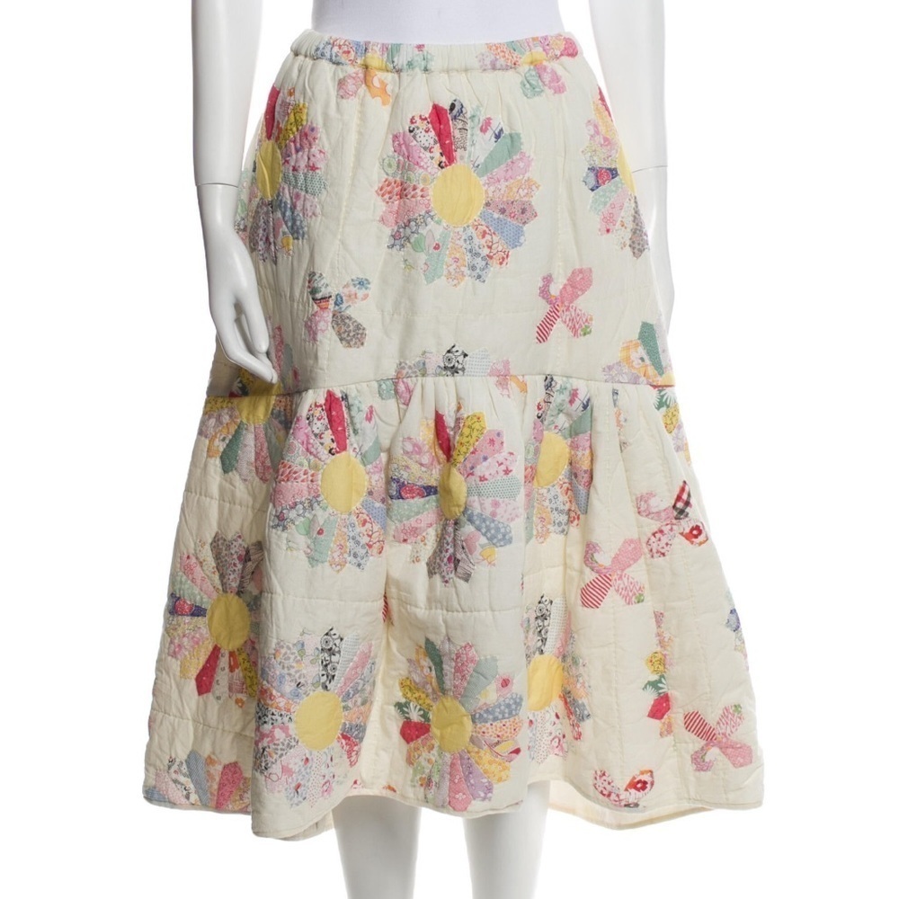 Sea New York Linden Patchwork Quilted Ruffle Hem Midi Skirt - Picture 14 of 16